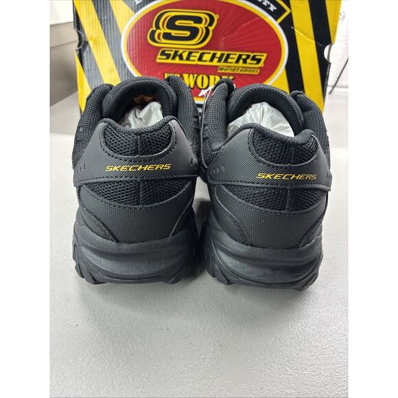 Men\'s 9.5 Skechers Work Slip-ins Cankton Steel Toe Shoes Boots Comfort All Black